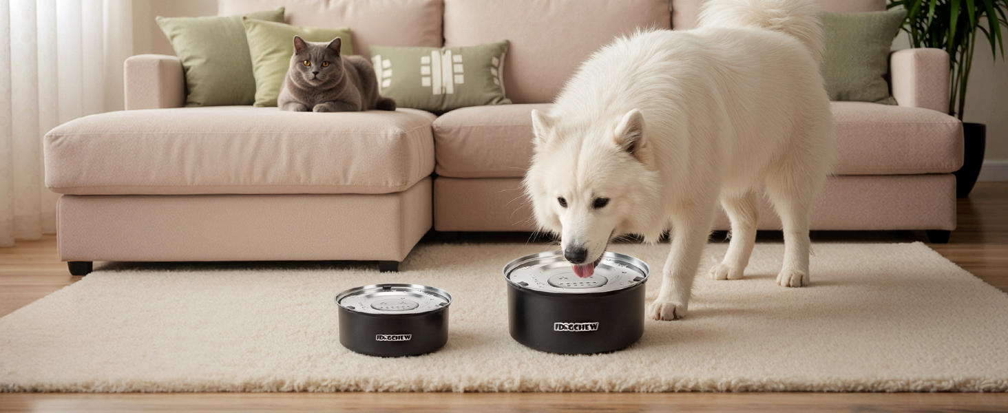 Миска для собак без облизування, нержавіюча сталь, 3L, чорна, з антиковзним дном, легко миється, для собак