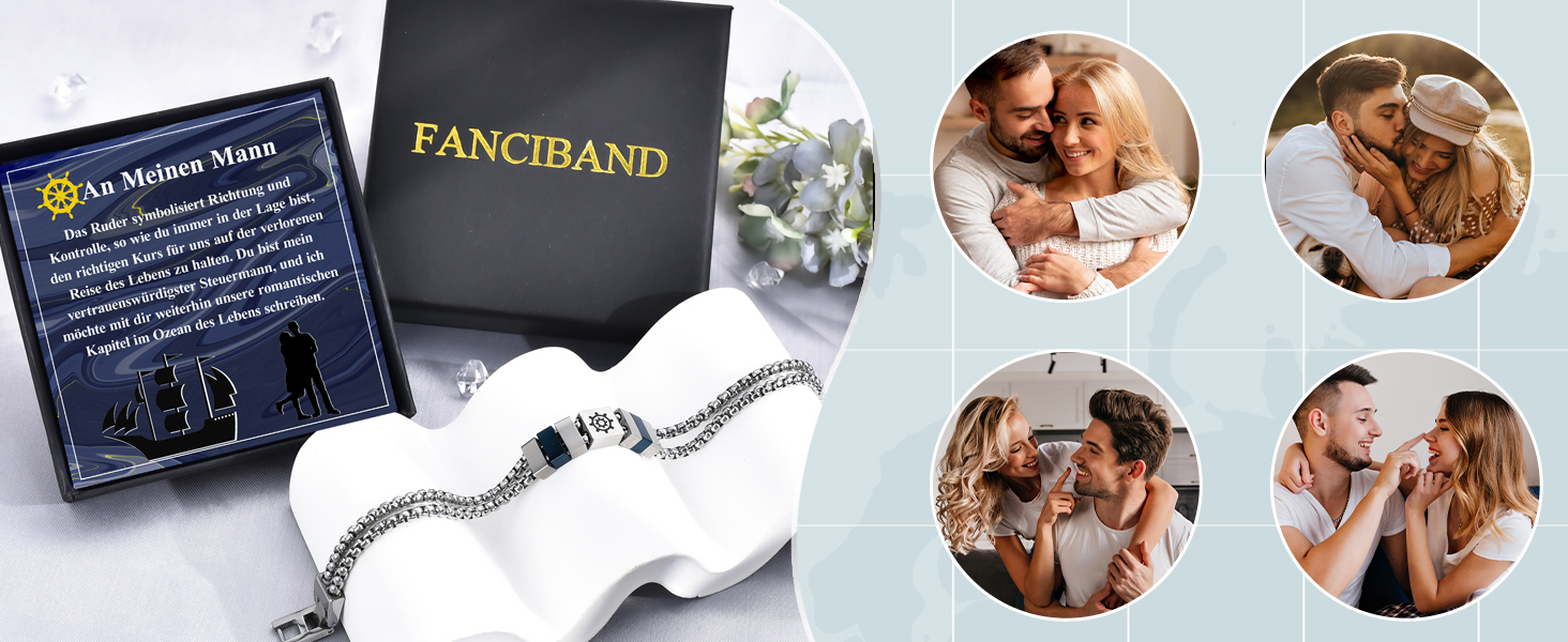 Браслет чоловічий FANCIBAND з нержавіючої сталі 316L з гравіюванням