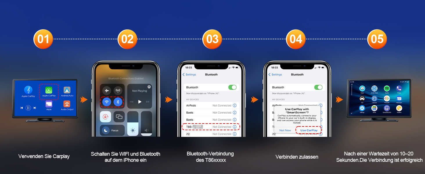 Volam автомобільна магнітола з 9'' IPS, бездротовий CarPlay та Android Auto, Bluetooth 5.0, FM, AUX, підтримка Siri та Google, портативний дисплей