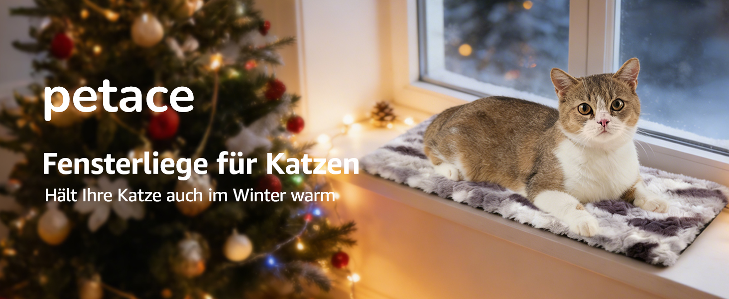 Самогріюча лежанка для котів на підвіконня, 90x28 см, м'який знімний чохол, сіра