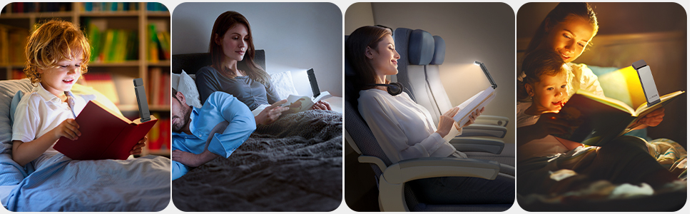 LED кріпильна лампа для читання Tyreses, акумуляторна, USB, 3 кольори, регулювання яскравості, для книг, дітей, зеленого/сірого кольору