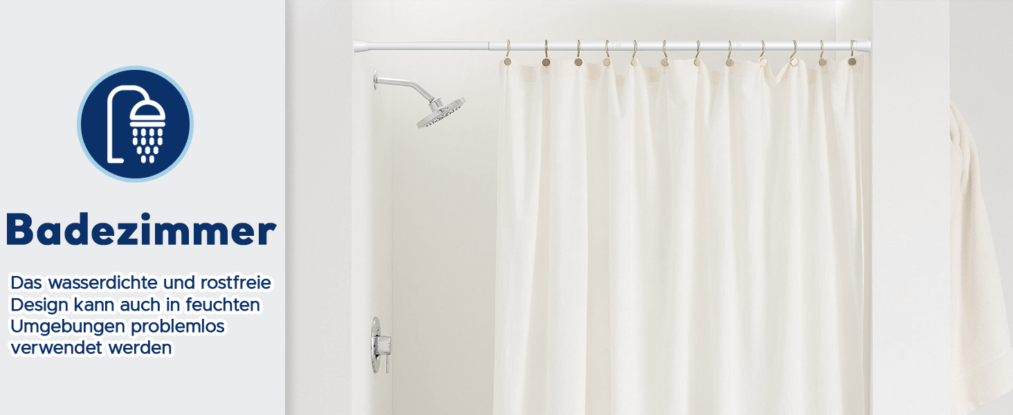 Штанга для карнизів без свердління, біла, 71-155 см, Ø 25 мм, телескопічна, для штор, душової завіси та гардеробу