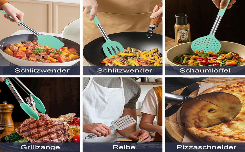 Набір кухонних аксесуарів 45 предметів з нержавіючої сталі: лопатки, ложки, скребки. Ідеально для кухонного приладдя та подарунків