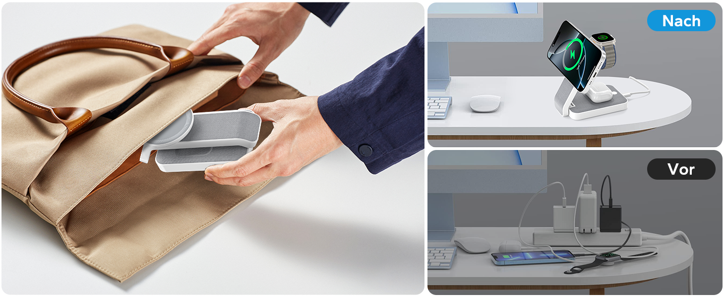 Зарядна станція MagSafe 3 в 1 для Apple Watch та iPhone (біла)