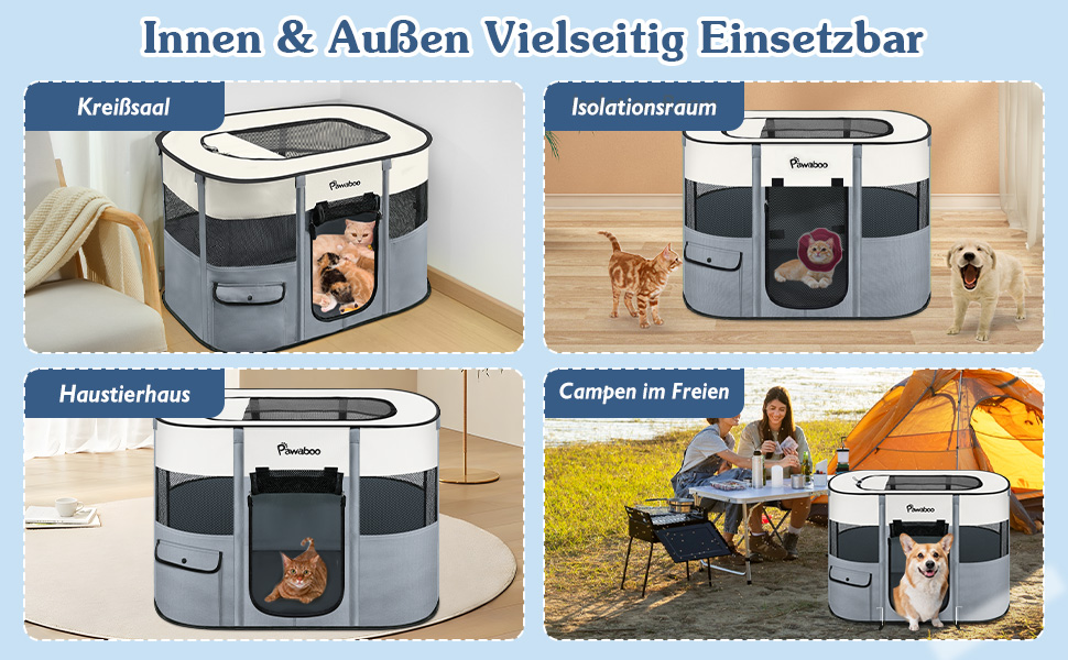 Pawaboo Переносний вольєр для тварин, складаний вольєр для собак з водонепроникного оксфорду, клітка для котів з сумкою, мискою, для цуценят, котів, кроликів, для дому та вулиці, зелений (90x70x60 см)