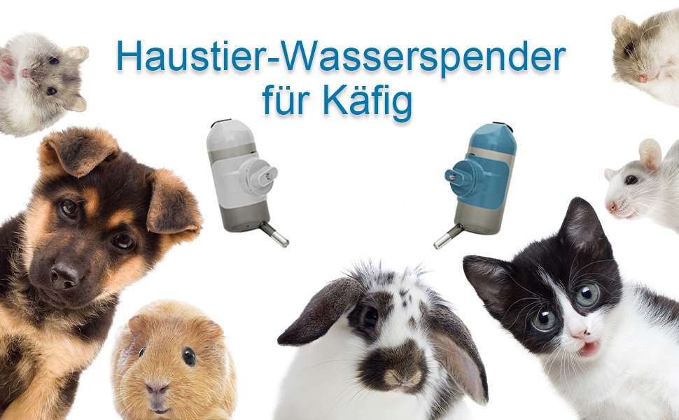 Водяна пляшка для собак [Сірий, 500 мл] - Водяний диспенсер для домашніх тварин, не протікає. Підходить для собак, котів, кроликів, клітки. Об'єм 500 мл, сірий колір