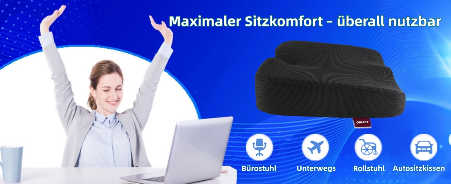 Подушка для сидіння з піни Memory Foam, товста та широка, для підтримки куприка, офісного крісла, геймерського крісла, автосидіння та інвалідного візка