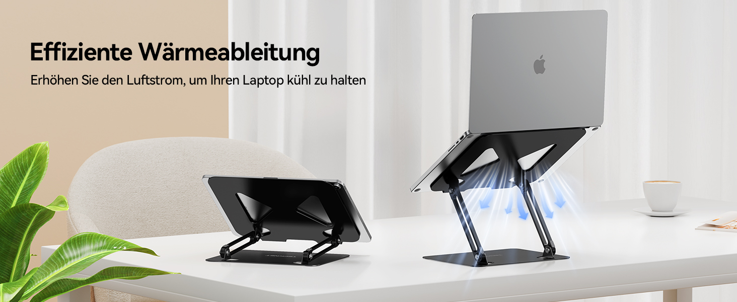 Підставка для ноутбука TECKNET, металева, регульована, чорна, 10-17.3 дюймів