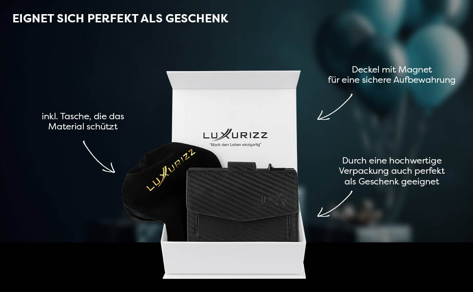 Чоловічий/Жіночий шкіряний гаманець Luxurizz Smart з RFID-захистом - Slim модель з відділенням для монет та карт (10 карт) - карбоновий