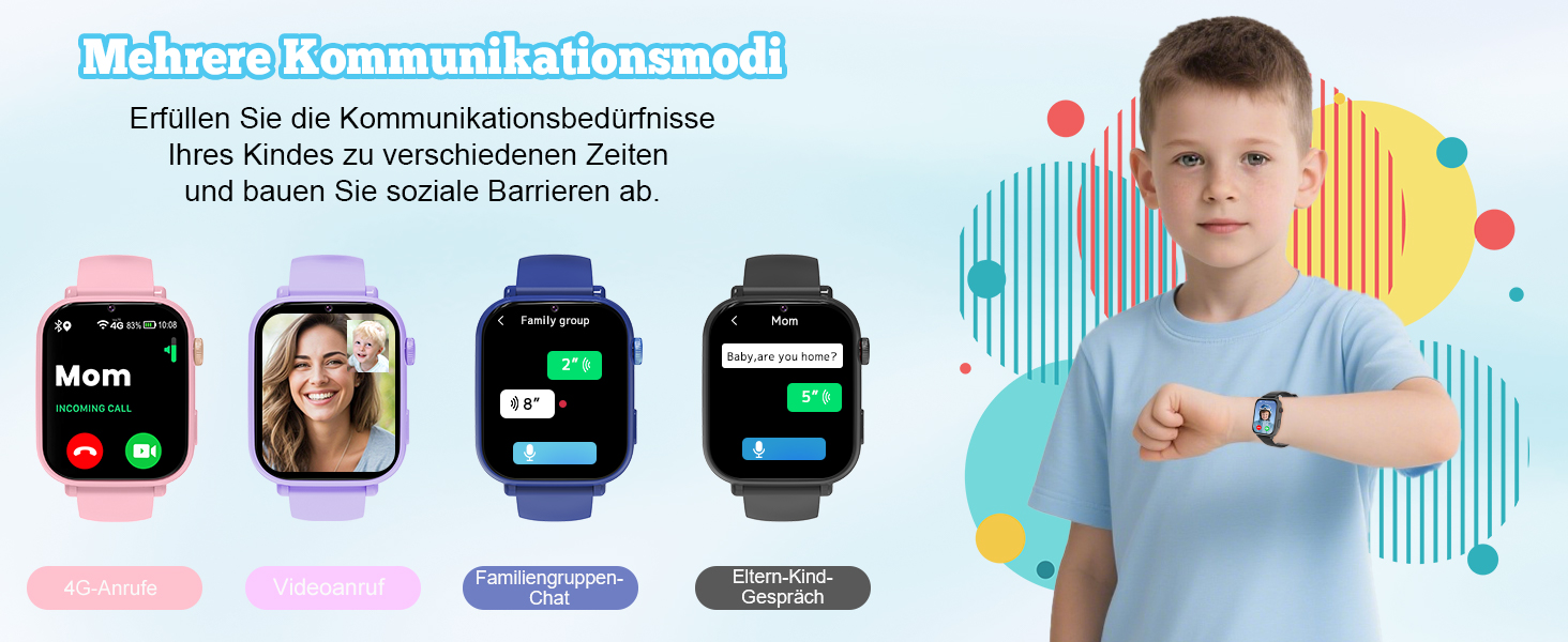 Дитячий розумний годинник GPS з телефоном та 4G, чорний: відеодзвінки, чат, шкільний режим, ігри, калькулятор, крокомір