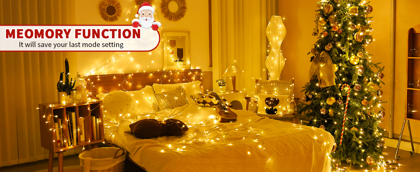 Гірлянда світлодіодна 60м, 600 LED, для декорування приміщень та вулиці, 8 режимів, таймер, IP44, тепле світло, для ялинки, балкона, вікна, саду, вечірки