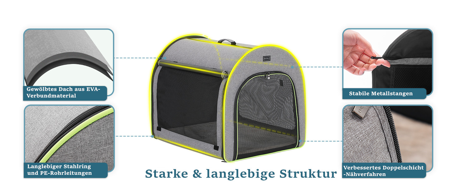 Кія для собак Petsfit: складана переноска для маленьких собак, котів та кроликів. Зручна переноска для дому, транспортування та сну. З анти-відкривачем та плюшевою подушкою, сіра, S