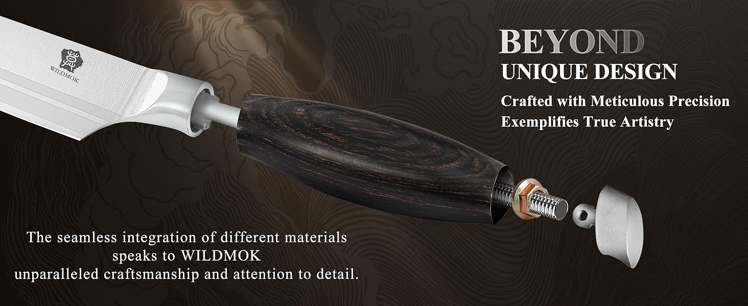 Ніж Santoku WILDMOK 18 см, японський кухонний ніж з нержавіючої сталі з ручкою з пакавуду – професійний ніж для кухні