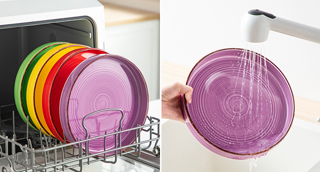 Vancasso Soup Bowls Stoneware, Bonita Soup Plate Set of 4, Pasta Plate, Spaghetti Deep Bowls, Noodle Bowls, Large Salad Bowls, Salad Bowl Dishwasher and Microwave Safe, Colorful