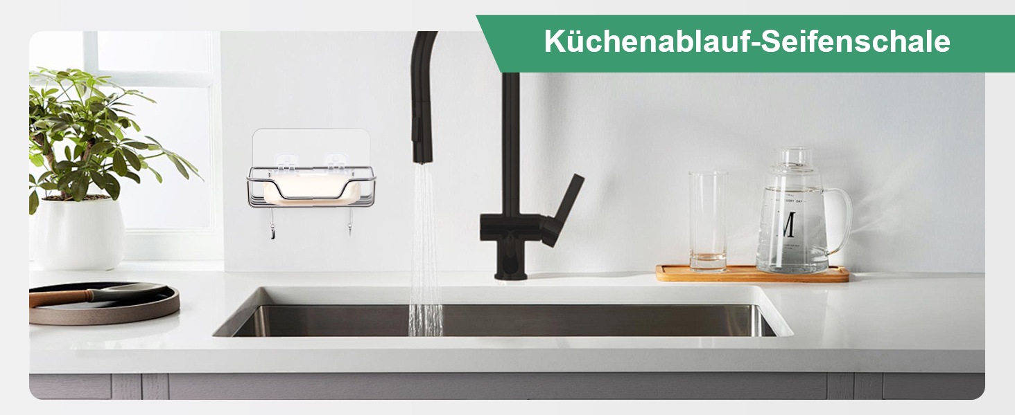 Тримач для мила без свердління Uten, нержавіюча сталь, самоклеючий, з 2 гачками, для душу, ванної, кухні (сріблястий, 2 шт.)