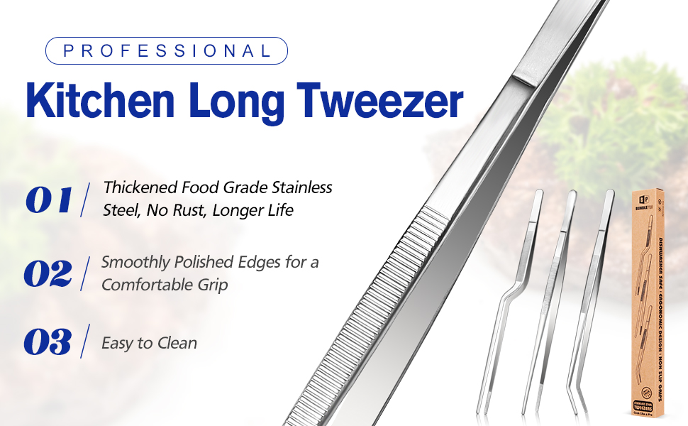 Набір кухонних пінцетів 10 дюймів, професійний, з нержавіючої сталі, для приготування, декорування та BBQ