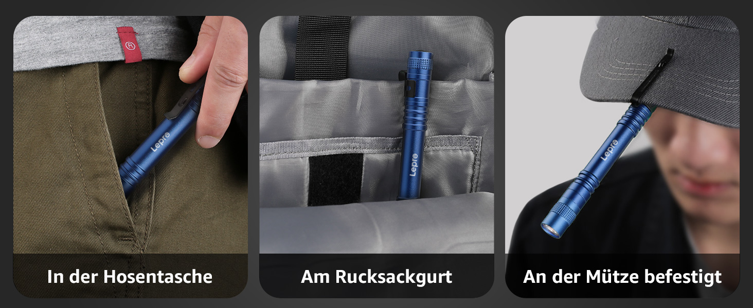 Ліхтарик LED Lepro, Mini IPX4 Водостійкий, 3 Режими, 2 шт. (Синій)