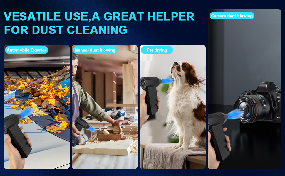 Пилляк від стисненого повітря JNBGTU, міні-фен Jet Dry, 130000 об/хв, для чищення ПК, клавіатури, авто, диванів, заміна балончика з повітрям (X3)