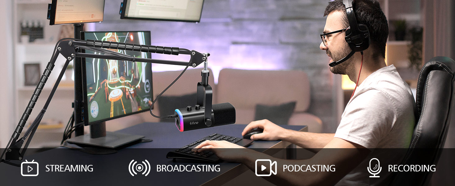 Підставка для мікрофону SUNMON для Fifine AM8, K688 PodMic, HyperX QuadCast, Blue Yeti, Shur MV7 - білий мікрофонний важіль, кріплення