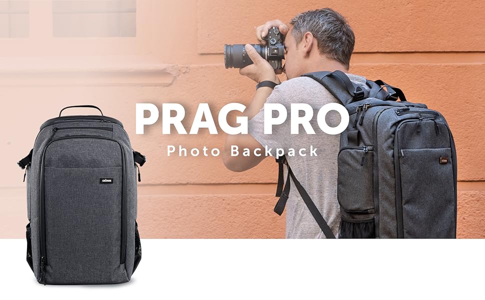 Рюкзак для фототехніки Dörr Prag Pro 20L та Prag Go 16L, водонепроникний, з відділенням для ноутбука 16 дюймів, для дзеркальних/зеркалоподібних камер, гнучкою внутрішньою перегородкою, тримачем для штатива, дронів, міцний та легкий, сірий