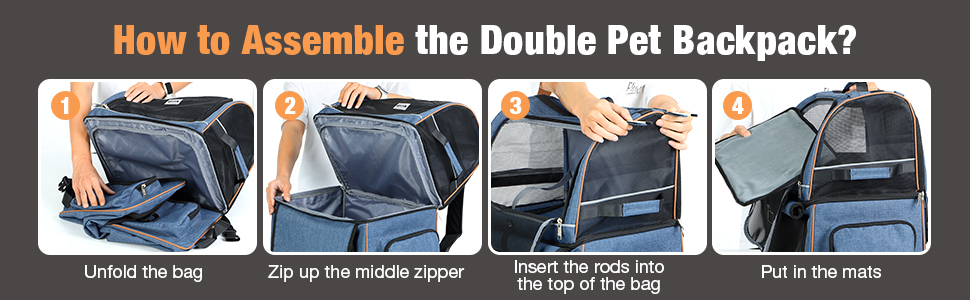 Подвійний рюкзак для котів на 2 котів - великий переносний рюкзак для котів/собак до 11 кг - блакитний