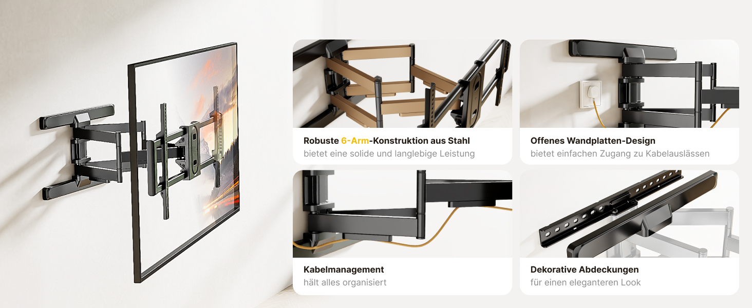 Кріплення для телевізора monTEK для 43-95 дюймів (Flat & Curved), до 60 кг, поворотне та нахильне, висувне, VESA 800x400 мм