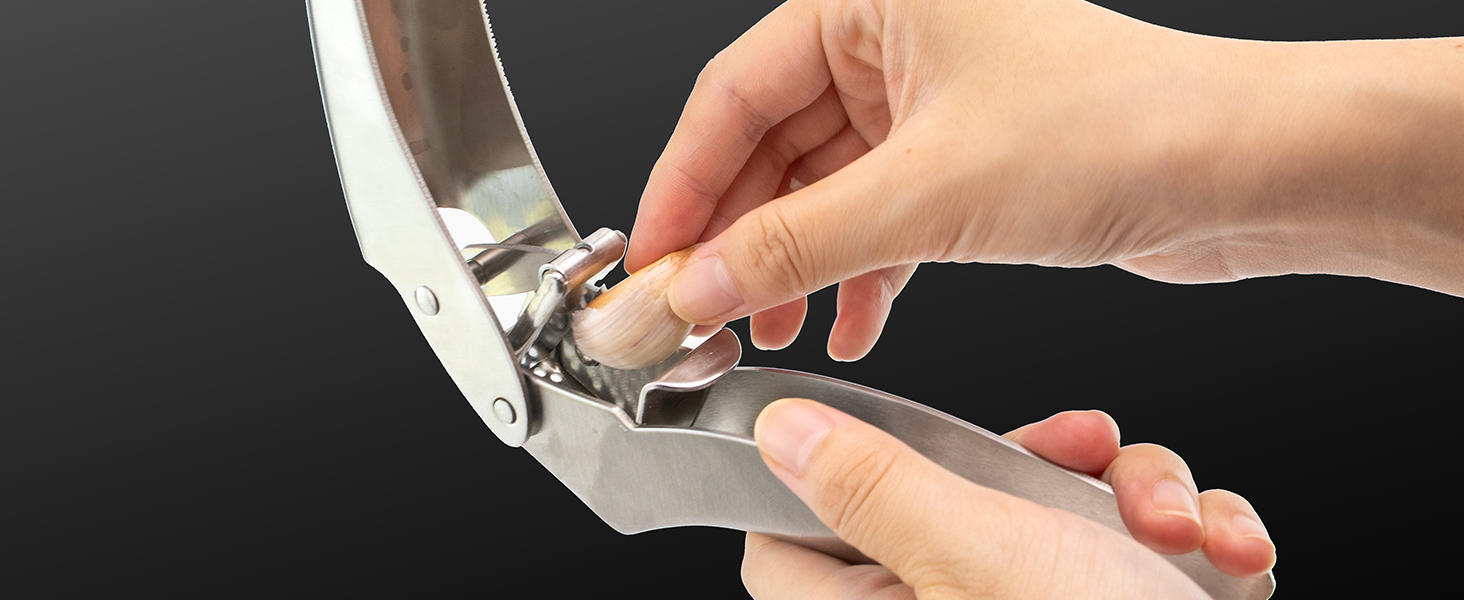 Преміум-прес для часнику з нержавіючої сталі EN 1.4301 – не потребує очищення, придатний для миття в посудомийній машині, інтегрований дизайн, легко чистити, 5 років гарантії