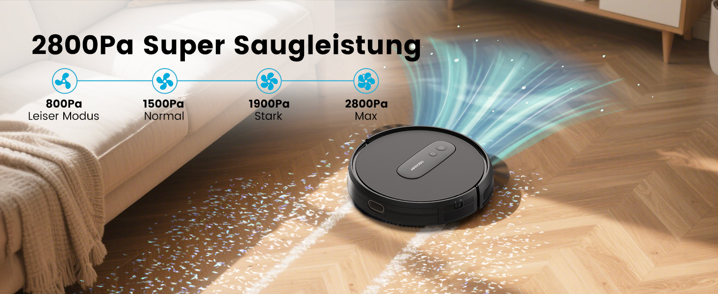 Робот-пилосос AIRROBO P25: потужність 2800 Pa, для твердих поверхонь та килимів, керування через додаток, 120 хв роботи, з пультом дистанційного керування (чорний)