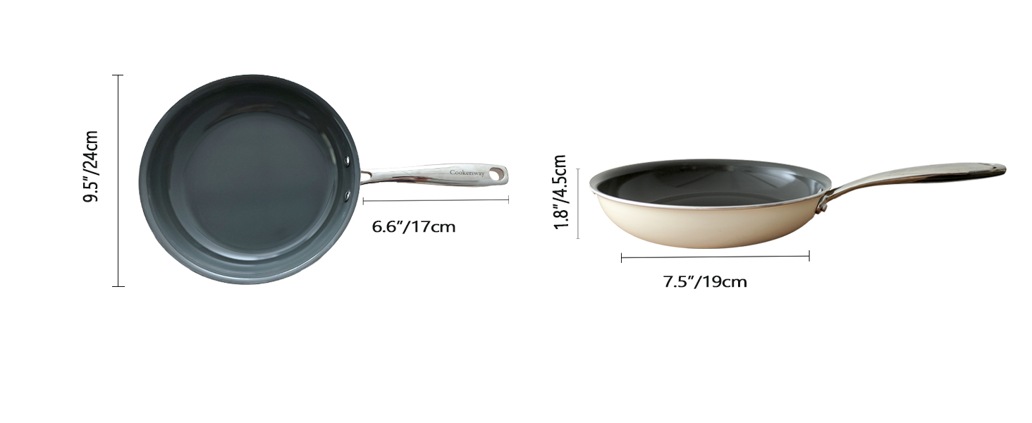 Сковорода Cookersway з керамічним покриттям, 28 см, антипригарна, для кухні, без PFOA, PTFE, PFA, темно-сіра