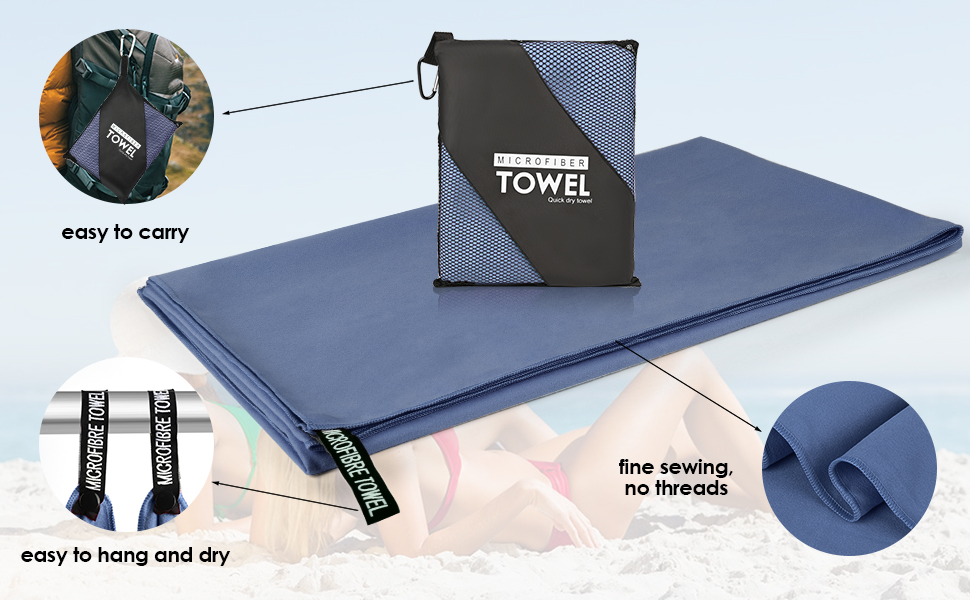 Набір рушників з мікрофібри (3 шт.): 180x80 см + 2 шт. 80x40 см, для фітнесу, сауни, пляжу, подорожей, темно-зелений (темно-сірий)