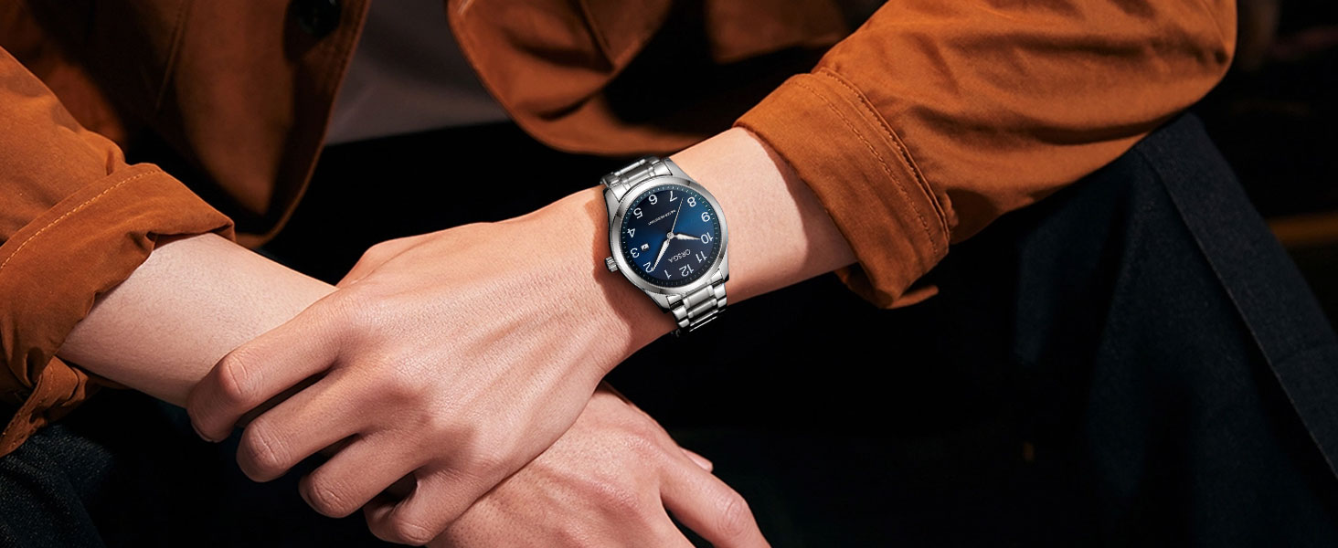 Годинник чоловічий CIVO з великими цифрами: аналоговий, водонепроникний, з датою, свідовий, для людей з поганим зором, з нержавіючої сталі, чорний