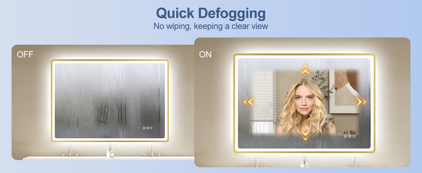 Дзеркало для ванної кімнати зі світлодіодним підсвічуванням STARLEAD 80x60 см, Bluetooth, протитуманне, регульоване, 3 кольори світла, HD скло, IP44, горизонтальне/вертикальне