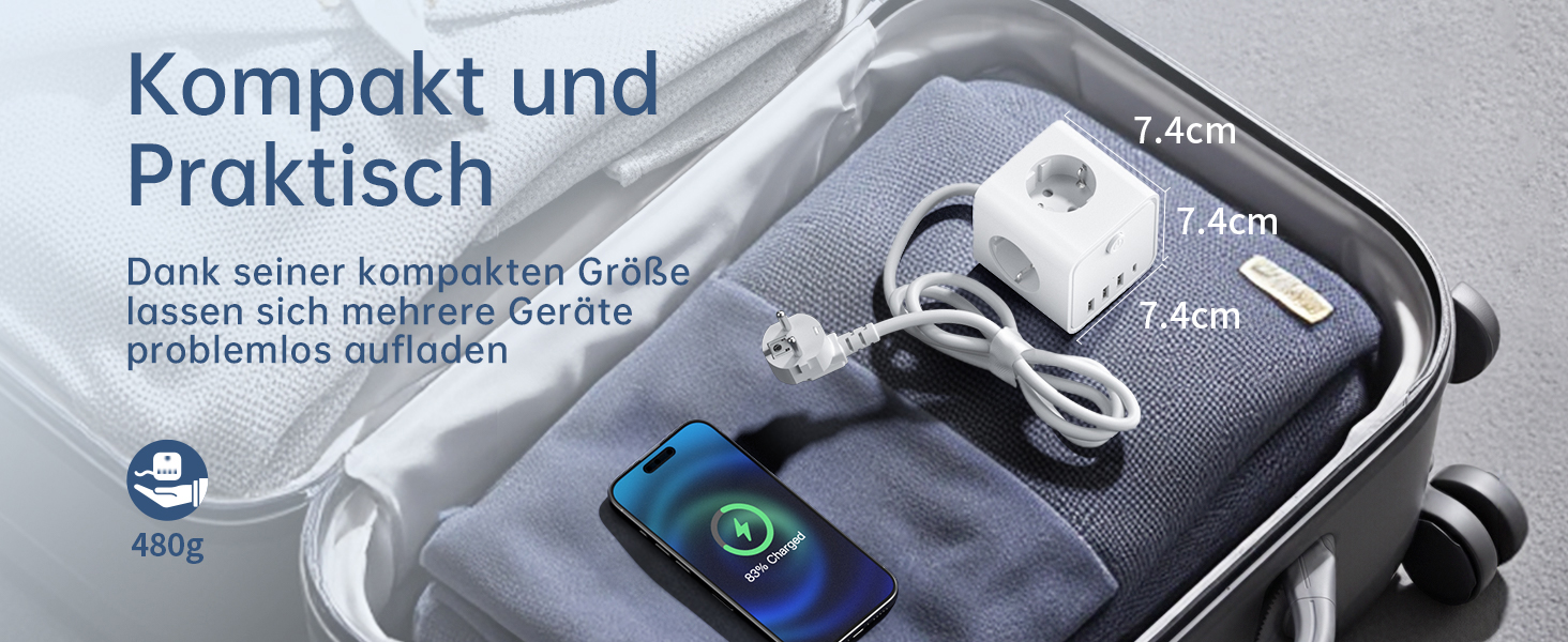 Мережевий фільтр (подовжувач) 7 в 1 з USB-портами, 3 розетки, з вимикачем, кабель 2м, білий — для дому та офісу