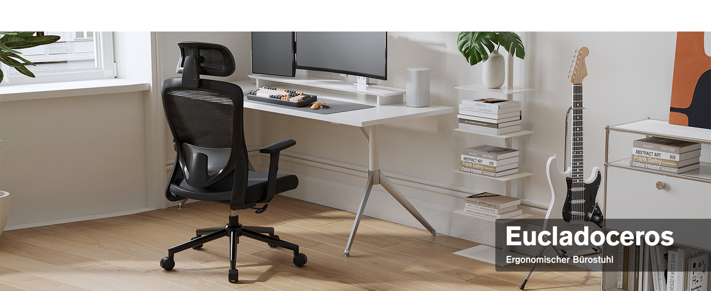 Ергономічне крісло для офісу з регульованою поперековою підтримкою, 2D підголівником та підлокітниками, поворотне, до 150 кг, чорний колір, нейлон