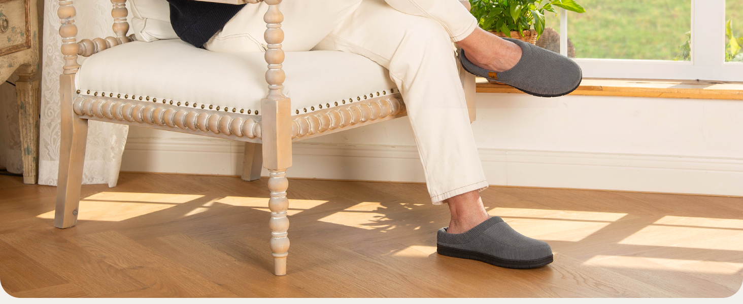 Чоловічі мокасини VeraCosy для дому з піною Memory Foam, зимові тапочки, 44/45 EU, темно-морська блакить