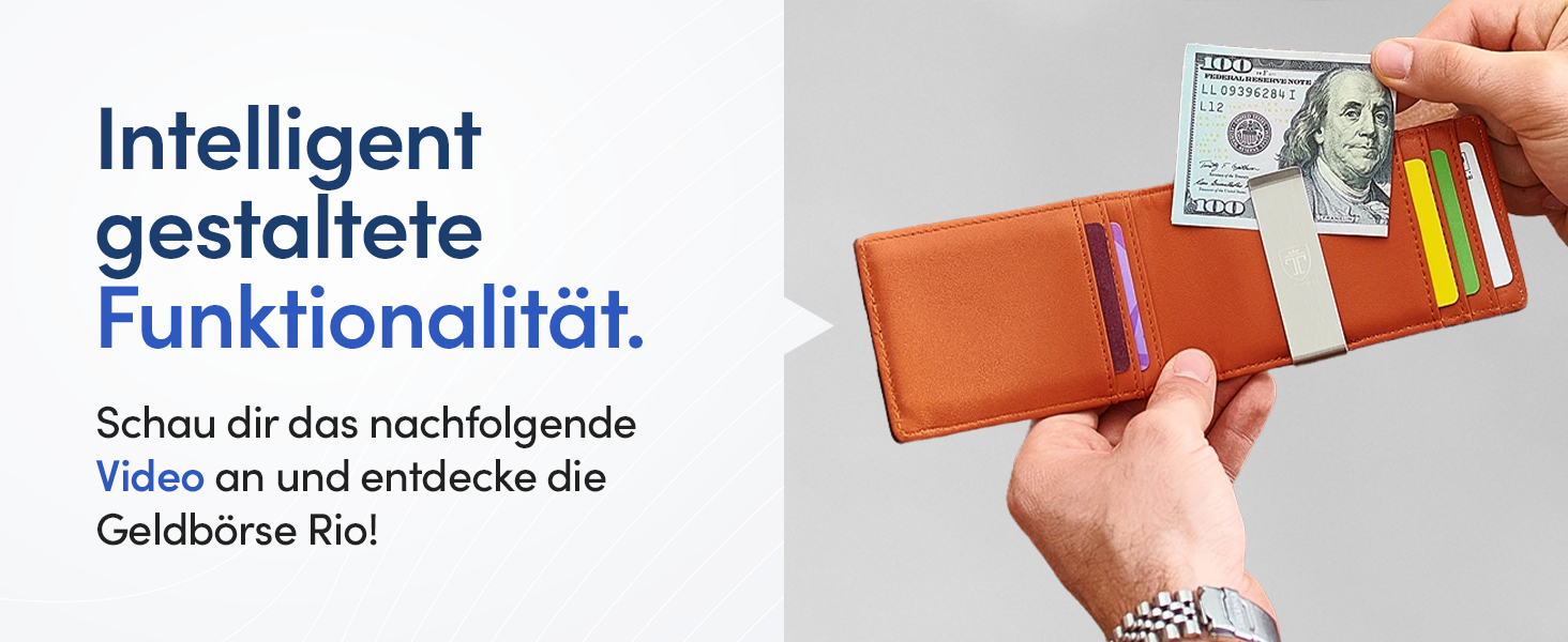 Гаманець Travando Rio з затискачем для грошей, RFID захист, 7 відділень для карт, Slim, чорно-помаранчевий - Оригінал, вироблено в Німеччині