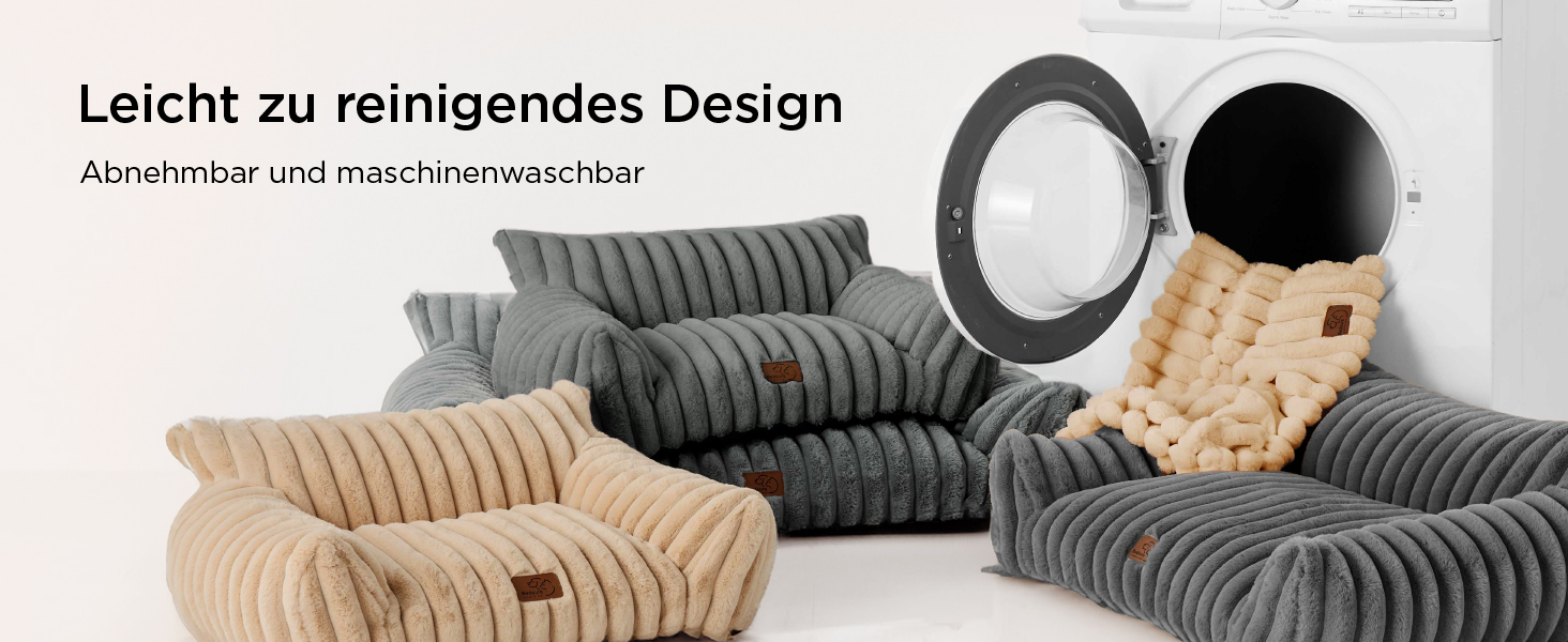 Ортопедичне ліжко для котів BEDSURE великого розміру 61x46x25 см - зручне диван-ліжко для собак та котів, м'яке, з антиковзким покриттям, Kamel