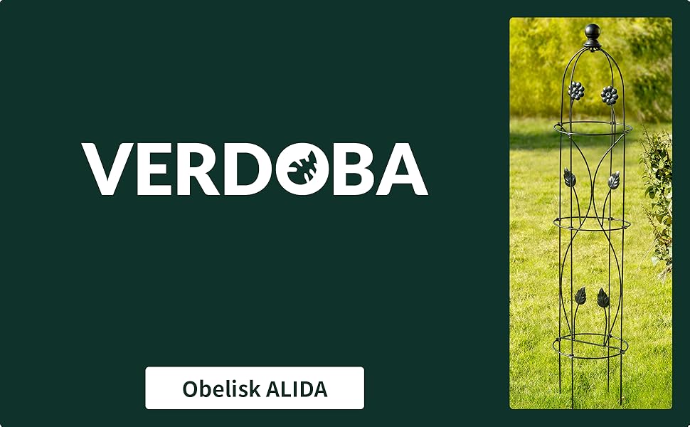 Металева опора-обеліск для рослин VERDOBA Alida, 2 шт, чорна