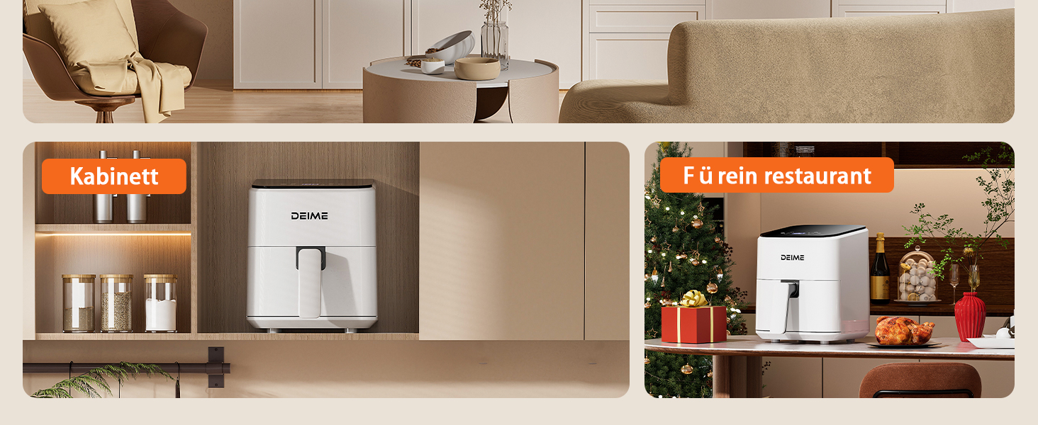 Фритюрниця Deime з гарячим повітрям 2.5 л, компактна цифрова Airfryer для випікання, розігріву та смаження, антипригарне покриття