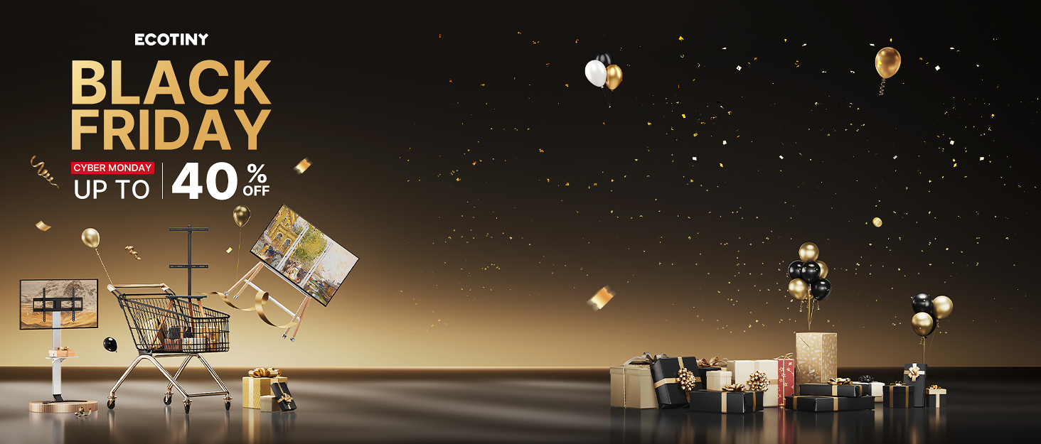 Підставка для телевізора 43-65 дюймів: регульована, поворотна, з дерев'яною полицею, VESA 400x400, чорний, мінімалістичний дизайн