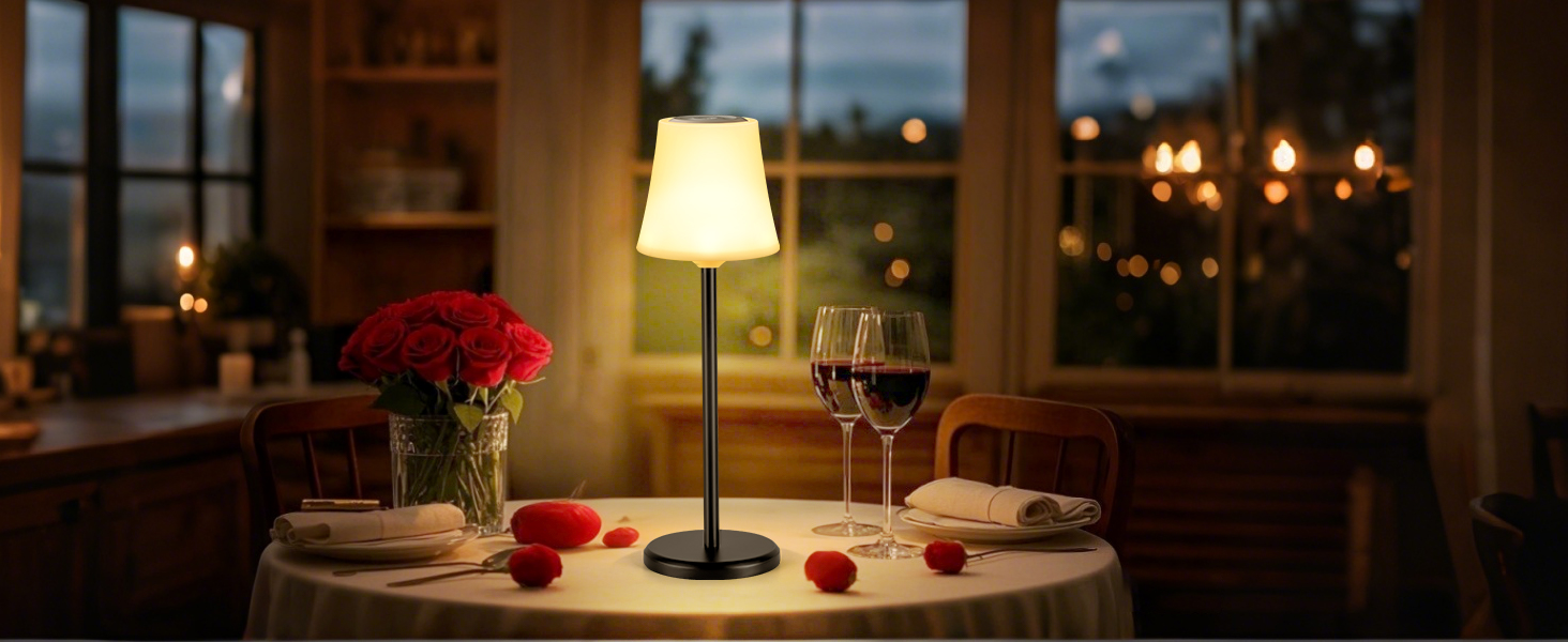 LED настільна лампа акумуляторна 2 шт, біла, IP54, диммування, сенсорне управління, для ресторанів, спальні