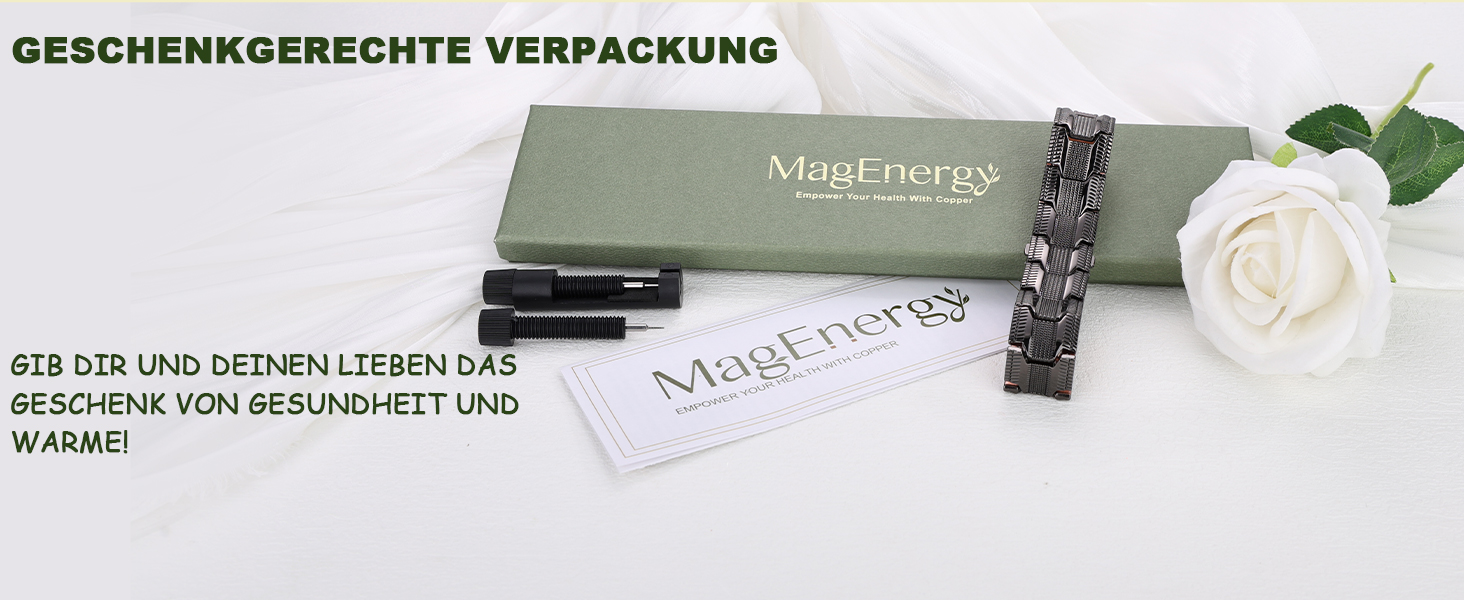 Чоловічий мідний браслет MagEnergy чорного кольору з застібкою-метеликом