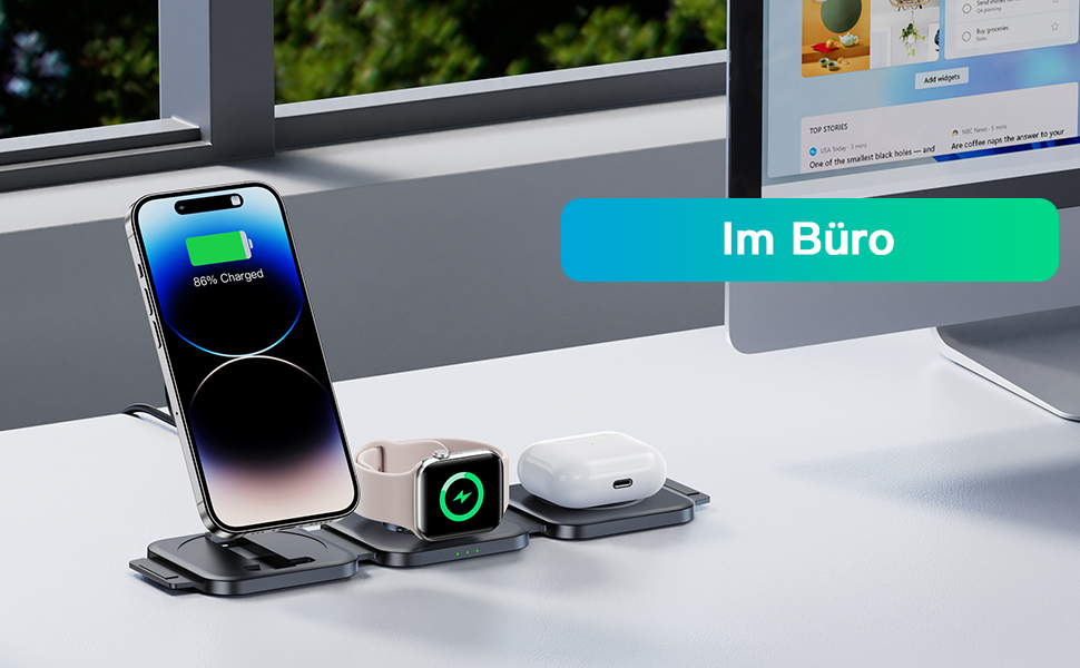 Зарядна станція JARGOU 3-в-1 для Apple: iPhone, Apple Watch, AirPods Pro (MagSafe) - чорна