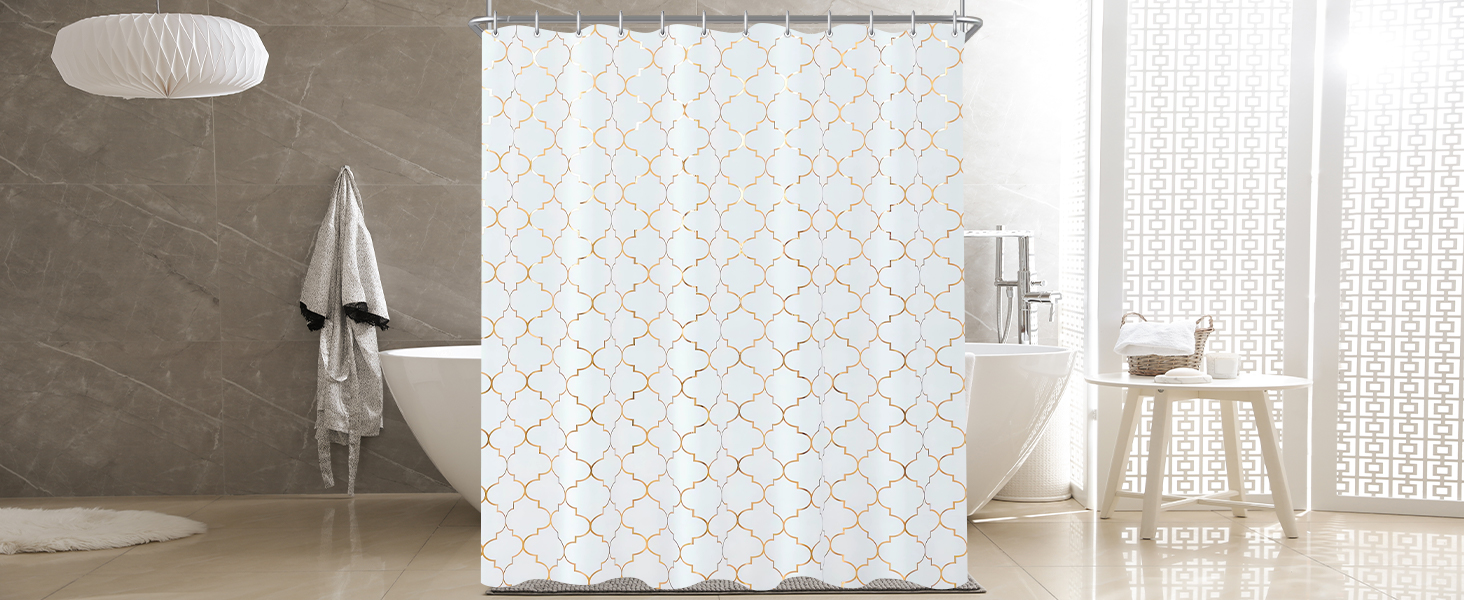 Штора для душу 180x200 см Phnom Penh Квіти, антигрибкова, водовідштовхувальна, поліестер, з кільцями (1 шт)