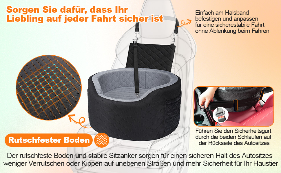 Автокрісло для собак - чорне автокрісло-бустер для маленьких собак з піною Memory Foam 28D, неслизька водонепроникна підкладка, переноска для подорожей з кишенями та ковдрою, чорний