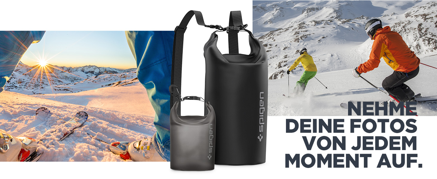 Водонепроникний набір сумок Spigen Aqua Shield 20L+2L для пляжу, плавання, кемпінгу, човна, каяка, чорний