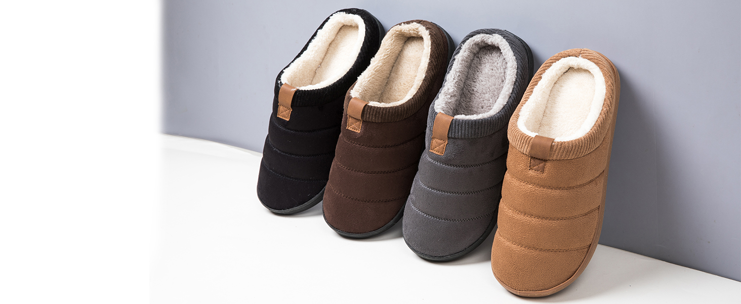 Чоловічі тапочки зимові теплі м'які комфортні з піною пам'яті протиковзкі для дому та вулиці 45/46 EU чорні