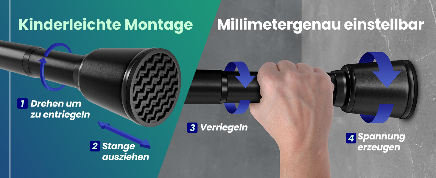 Штанга для штор без свердління, телескопічна, 260-350 см, біла. Підходить для штор, душової кабіни, одягу, сіток для котів.