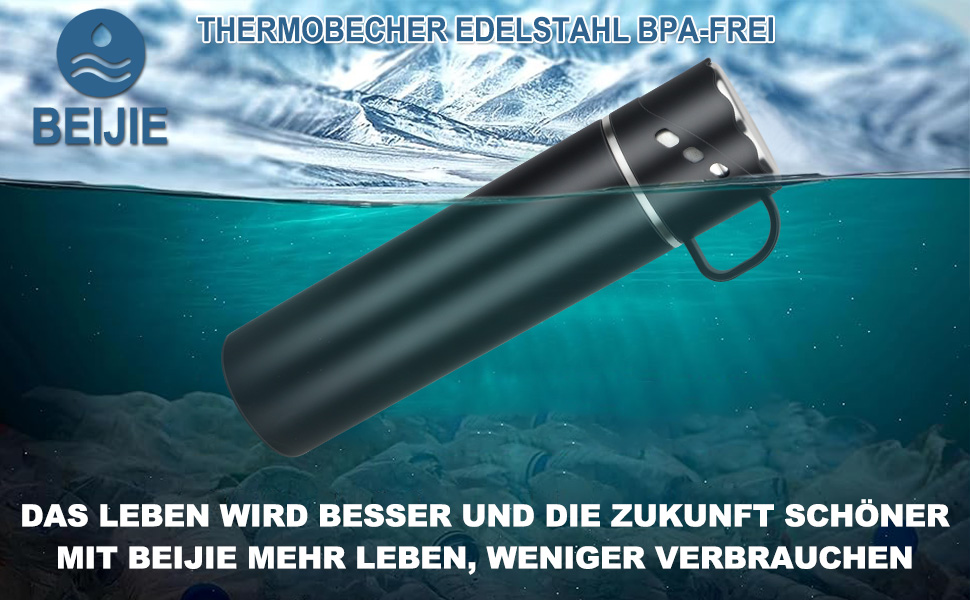 Термос із нержавіючої сталі 550 мл - термос-термокружка з чашкою та ручкою, вакуумний термос 12 годин гарячий / 12 годин холодний, нековзний термос для кави в дорогу для спорту, роботи, школи, автомобіля (Чорний)