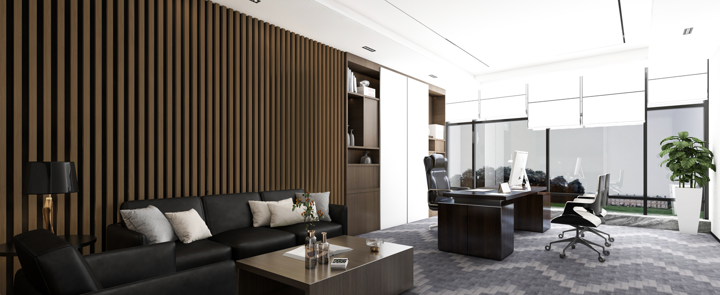 Акустичні панелі Art3d Темний горіх, 3D стінові панелі для звукоізоляції офісу, студії та вітальні, шпоноване дерево з фетровою основою, 60x30 см (набір 4 шт, 0.72 м²)